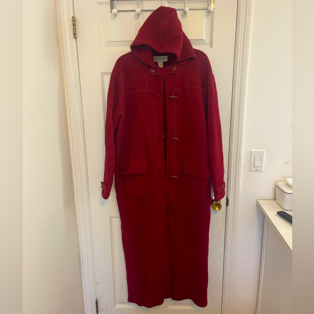 Vintage Jones New York Country felted wool hoodie maxi unlined coat little women